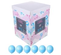 NUOBESTY Set per Rivelazione del Sesso con Scatola e 6 Palloncini Blu Palloncini Trasparenti per Shower Decorazioni per Festa di Annuncio Nascita Maschio