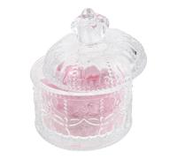 NUOBESTY Set Piumino da Cipria Morbido Fiocco e Contenitore in Vetro da 3,34" per Cipria in Polvere Libera e Compatta, Tampone Trucco Lavabile per Viso e Corpo, Accessorio Portatile