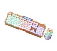 NUOBESTY Set Tastiera Meccanica Bianca Retroilluminata e Mouse USB con Filo in Plastica per Gaming, con Precisione e Comfort per Giocatori PC