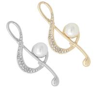NUOBESTY Spilla Accessorio Elegante e Creativo in Lega di Zinco Perle Nota Musicale 2 Pezzi per Abbigliamento Donna, per Feste e Occasioni Speciali