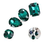 NUOBESTY Strass di a Artiglio per Cucito 50 Pezzi con Base Argento Piatti, Forma Goccia D'acqua, per Decorazione Abbigliamento e Gioielli Fai da Te Stili multipli