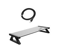 NUOBESTY Supporto per Monitor da Scrivania Supporto Multifunzione per Laptop Solleva Schermo Altezza Ergonomica Vetro Temperato Altezza Comoda Spazio Documenti Tastiera Mouse