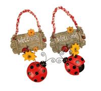 NUOBESTY Targa da Appendere alla Porta in Resina Coccinella a Sette Punte Set da 2 Pezzi Corda per Decorazione Ingresso Parete Camera Design Sospeso Elegante e Resistente