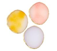 NUOBESTY Tavolozza per Unghie in Resina 3 Pezzi Bordo Dorato Piastra per Manicure Portatile e Superficie Liscia per Miscelazione Precisa Strumento Professionale per Nail Art in Salone e