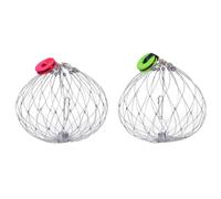 NUOBESTY Trappola per Granchi 2 Pezzi in Filo di Acciaio Resistente Contrappeso Automatica Rete Argento Durevole e Riutilizzabile Colore Casuale per Pesca in Mare e Laghi
