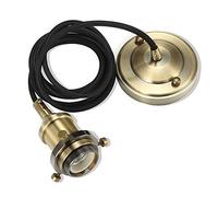 NUODIFAN Portalampada E27, stile vintage, lampada a sospensione Edison, accessorio antico, in ceramica, cavo in tessuto a 3 fili, ideale per illuminazione a soffitto, bar, caffetteria, bronzo