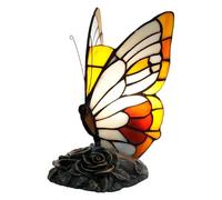 NUODITOS Farfalla Tiffany Lampada in vetro macchiato Lampada da comodino piccolo accento luce notturna per il soggiorno camera da letto colorato rustico