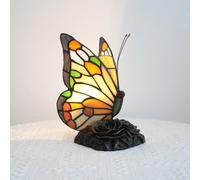 NUODITOS Tiffany farfalla lampada in vetro macchiato da comodino piccola luce notturna d'accento per la decorazione della casa soggiorno camera da letto lampadina LED incluso