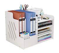 NUODWELL Organizer da scrivania di grande capacità, colore bianco, organizer da scrivania per cancelleria da ufficio, per documenti, penne, libri, lettere e documenti in formato A4 (PB07)