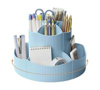 NUODWELL Portapenne da scrivania con 11 scomparti, girevole a 360°, colore: blu