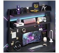 NUODWELL Scaffale organizer da scrivania con morsetto, regolabile, libreria da tavolo per computer, con ripiani portaoggetti e pannello forato, per la privacy dell'ufficio e scrivania da gioco (nero