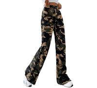 Nuofengkudu Donna Mimetici Bootcut Pantaloni Zampa Spacchi Leggings Vita Alta Coulisse Elasticizzati Skinny Militari Pantalone Aderenti Ragazze Joggers Sportivi Y2K Comodi Casual Streetwear Verde XL