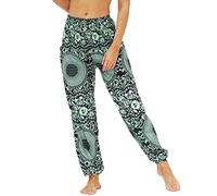 Nuofengkudu Pantaloni Harem Thai Estivi Baggy Aladin alla Turca Boho Etnici Vintage Stampa Vita Alta con Tasconi Hip Hop Yoga Pants Beach(Y-Modello J)