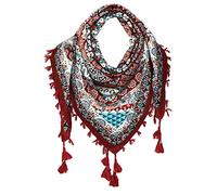 Nuofengkudu Sciarpe Cotone Donna Eleganti Floreale Stampa Bohemien Etniche Stile Grande Vintage Piazza Scialli Foulard con Fiocco Scarfs 110 * 110CM Borgogna