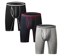 Nuofengkudu Uomo 3 Pack Lunghi Boxer Aderenti Cotone Elastiche Sport Boxershort Mutande Intimo Rigonfiamento Traspiranti Underwear Hipster Viaggio Pantaloncini Regalo Nero/Grau/Blu M