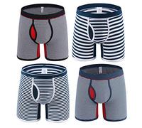 Nuofengkudu Uomo 4 Pack Boxer Mutande Striscia Print Pantaloncini Sportivi Traspiranti Elasticizzato Shorts Gamba Lunga Intimo Regalo Underwear Boxers-2 Dimensione 5XL
