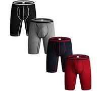 Nuofengkudu Uomo 4 Pack Lunghi Boxer Aderenti Cotone Elastiche Sport Boxershort Mutande Intimo Rigonfiamento Traspiranti Underwear Hipster Viaggio Pantaloncini Nero/Blu/Grau/Rosso Dimensione M