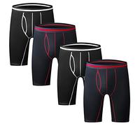 Nuofengkudu Uomo 4 Pack Lunghi Boxer Aderenti Cotone Elastiche Sport Boxershort Mutande Intimo Rigonfiamento Traspiranti Underwear Hipster Viaggio Pantaloncini Regalo(2 Nero/2 Blu) XXL