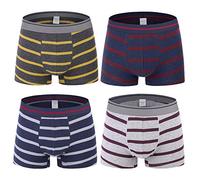 Nuofengkudu Uomo Boxer Mutande Striscia Print Boxer Aderenti Pantaloncini Sportivi Traspiranti Elasticizzato Shorts Intimo Regalo Underwear Camicie da Notte 4 Pack(Trunks-3,M)