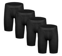 Nuofengkudu Uomo Lunghe Boxer Antibatterico Aperte Mutande Traspiranti Elastico Intimo Aderenti Sport Underwear Pacco da 4 (Nero, L)