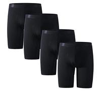Nuofengkudu Uomo Lunghi Mutande Taglie Forti Rete Seta di Ghiaccio Elasticizzato Gamba Lunga Intimo Traspiranti Boxer Aderenti Rigonfiamento Morbidi Rapido Asciutto Underwear 4 Pack-Nero 5XL