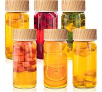 Nuogo Confezione da 6 bottiglie in vetro a bocca larga da 283,5 g con coperchio a prova di perdite, per viaggi, bicchieri ermetici riutilizzabili per succhi di frutta, frullati, tè e latte