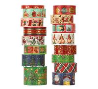 NUOGUAYI Washi Tape Noël, Ruban Adhésif Papier Décoratif, Masking Tape, Tape Pastel Auto-adhésif, Washi Tape, pour Scrapbooking Artisanat de Bricolage (C)