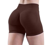 Nuoke Leggings anticellulite,High Waist Biker Shorts for Women No Front Seam Soft Hidden Butt Scrunch Shorts Workout Gym Nebbia Fitness (Brown, L)