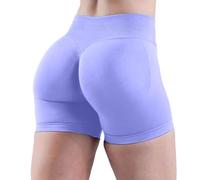 Nuoke Leggins Compressione Graduata Donna,High Waist Biker Shorts for Women No Front Seam Soft Hidden Butt Scrunch Shorts Workout Gym Nebbia Fitness (Purple, L)