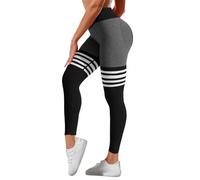 Nuoke Leggins Compressione Graduata Donna,Striped Outdoor Leggings High Waisted Hip Yoga Running Pants Pantacollant A (White, M)