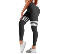 Nuoke Leggins Sportivi Donna,Striped Outdoor Leggings High Waisted Hip Yoga Running Pants Pantacollant A (Dark Gray, M)