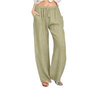 Nuoke Pantaloni Donna Estivi, Pantalone Lino Donna Estivo, Pantaloni Vita Alta, Leggins, Leggins, Gonna Pantalone Lunga Neri Beige Bianchi Fulmine Estate da Comodi