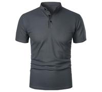 Nuoke Polo Uomo,Polo Bianca,La a Maniche Corte da in Tinta Unita è Popolare, alla e Trendy. Lo Stile a Maniche Corte e Snellente è Europeo e Americano. Marketing (Dark Gray, S)