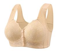 Nuoke Reggiseno Donna,Thin Laceless Comfortable Breathability Underwear Large Size Buckle Female Bra Deep V Neck Vest Bralette Wireless Bra Palla per Lavatrice (Beige, 40)
