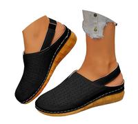 Nuoke sandali donna estive comode,sandali zeppa donna,Women's Sandals With Closed Toe And Buckle Closure For Beach Casual Wear In Plus Sizes Alti Eleganti (Black, 41)