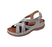Nuoke sandali donna,sandali eleganti donna,Women's Beach Shoes Summer Platform Slides Buckle Ankle Strap Open Toe Walking Comfy Casual Buckle Sandals Infradito Ciabatte 36 (Silver, 37)