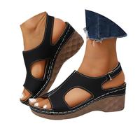 Nuoke sandali donna,scarpe donna estive comode,da con cinturino alla caviglia e dei piedi, leggeri, multicolore Ciabattine (Black, 36)