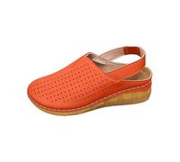 Nuoke sandali donna,zeppa donna estiva,Women's Sandals With Closed Toe And Buckle Closure For Beach Casual Wear In Plus Sizes Bassi Eleganti in Pelle (Orange, 41)
