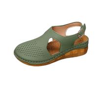 Nuoke scarpe donna estive,scarpe donna estive con zeppa,Women's Sandals With Closed Toe And Buckle Closure For Beach Casual Wear In Plus Sizes Infradito Bassi (Green, 42)