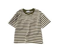 Nuoke t Shirt Bianca Bambino,Boys' Short Sleeved T Shirt Classic And Versatile Striped Top for Toddlers And Girls Round Neck Loose Fit. Maglietta Ragazzo 12 Anni (Army Green, 9-10 Years)