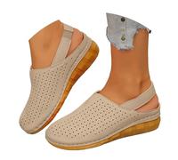 Nuoke zeppe donna estiva,sandalo zeppa,Women's Sandals With Closed Toe And Buckle Closure For Beach Casual Wear In Plus Sizes Alti Eleganti (Khaki, 36)