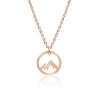 Nuoli® Berg - Collana da donna (regolabile 45 + 5 cm), con ciondolo a forma di montagna per donne e ragazze, in acciaio INOX e Acciaio inossidabile, colore: Oro rosa, cod. NU154