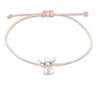 Nuoli® Bracciale da donna con angelo custode in argento (regolabile fino a 20 cm), braccialetto con angelo per donne e ragazze, in tessuto rosa con ciondolo in metallo