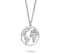 Nuoli Collana a sfera del mondo (45 cm) per uomo e donna, a scelta in argento, oro e oro rosa, 20 mm, Acciaio inossidabile