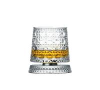 NUONUOPING Bicchiere da whisky in cristallo rotante, 270 ml, in vetro tagliato di alta qualità con base girevole, utilizzato per alleviare lo stress e l'ansia, zuppa per scotch, bourbon, cocktail,