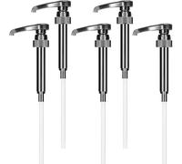 NUOOO Dispenser a pompa per sciroppo per bottiglia da 1 l, nero (5 pezzi), in plastica alimentare, ampie applicazioni, compatibile con varie marche