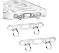 NUOOO Telefono Tether Tab per iPhone Telefono Cellulare Cordino Patch Metallo con 2 Anelli Linguette Cordino Telefono per Cinturino per Cellulare, Argento, 4.5x0.7cm