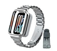 nuosiweilang Cinturino Compatibile con Xiaomi Smart Band 9 Pro,Bracciale di Ricambio in Acciaio Inox con Copertura Protettiva in Metallo per Mi Band 9Pro Uomini Donne Argento