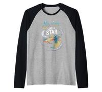 Nuota come una stella Cosmic Betta Fish Art Maglia con Maniche Raglan