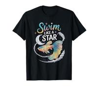 Nuota come una stella Cosmic Betta Fish Art Maglietta